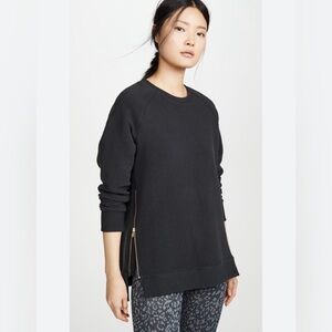 VARLEY Manning Women's Black Ribbed Boxy Oversized Fit Jersey Sweatshirt S EUC